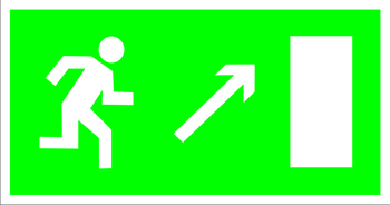 E05 направление к эвакуационному выходу направо вверх (пленка, 300х150 мм) - Знаки безопасности - Эвакуационные знаки - Магазин Охраны Труда fullBUILD